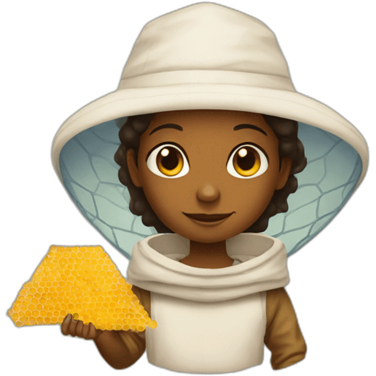 Brown child as beekeeper emoji