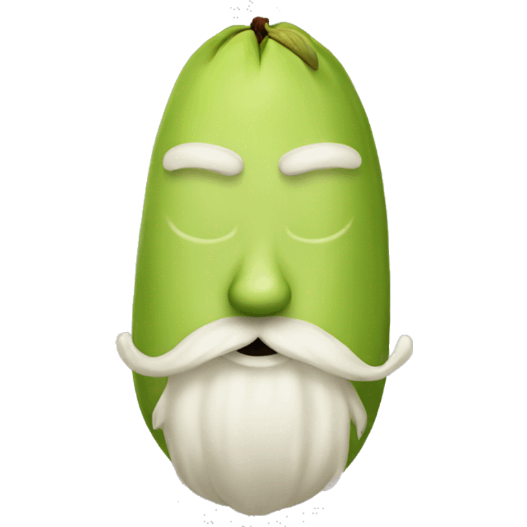 a pistachio with a bearded chin and mustache emoji