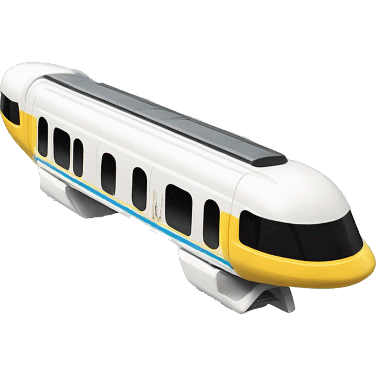 Disney world iconic vintage monorail white with yellow line. Sideview emoji