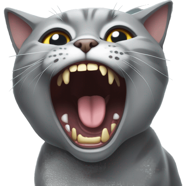 Gray British cat screaming emoji