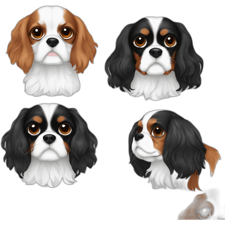 cavalier king charles spaniel white and brown and black and white emoji