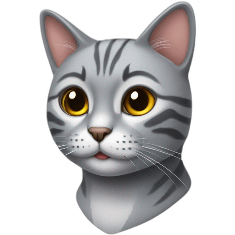 gato gris solo la cara seria emoji