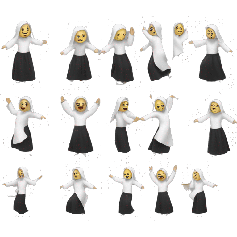 white Nun wearing black clothes dancing  emoji