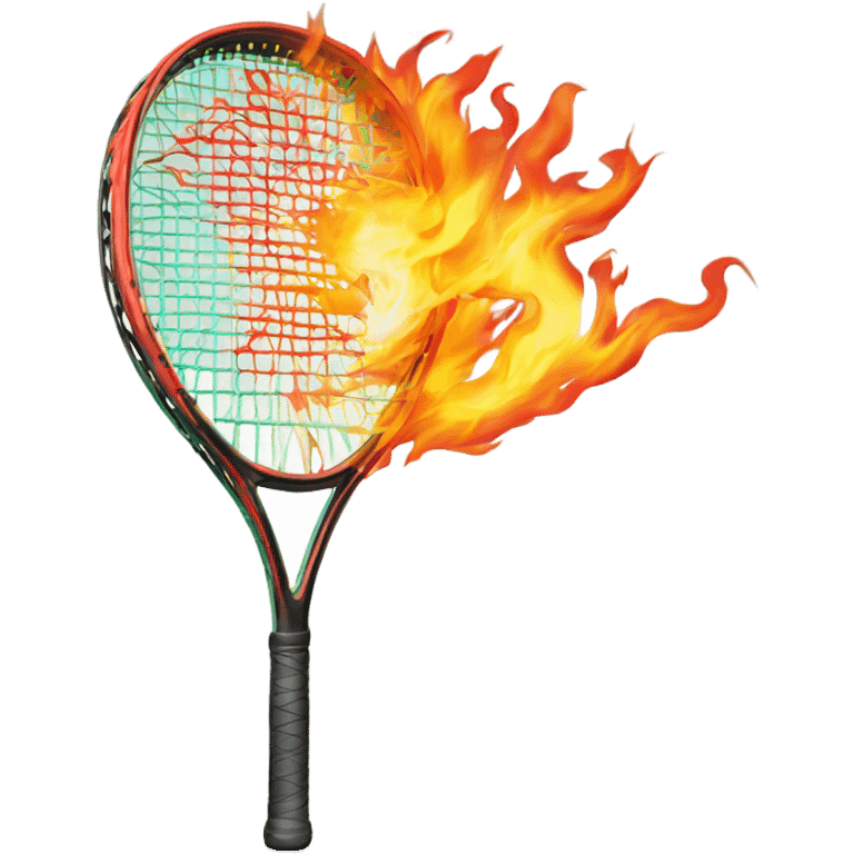 Tennis racquet with fire coming out of the back emoji