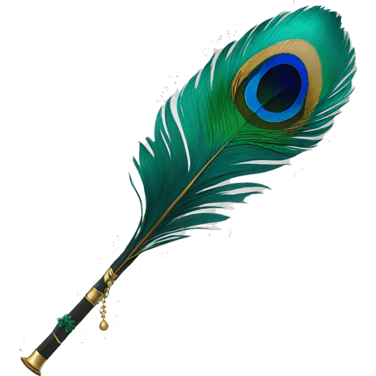 Peacock feather attached to flute emoji