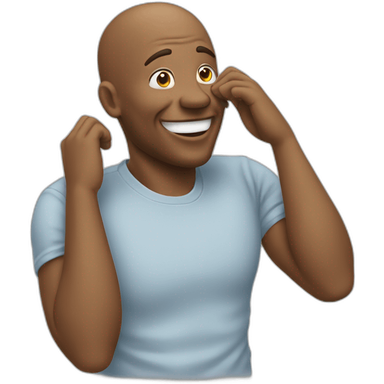 Man laughing and putting his hand in the back of his head  emoji