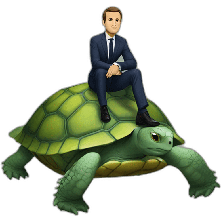 Macron sur une tortue emoji