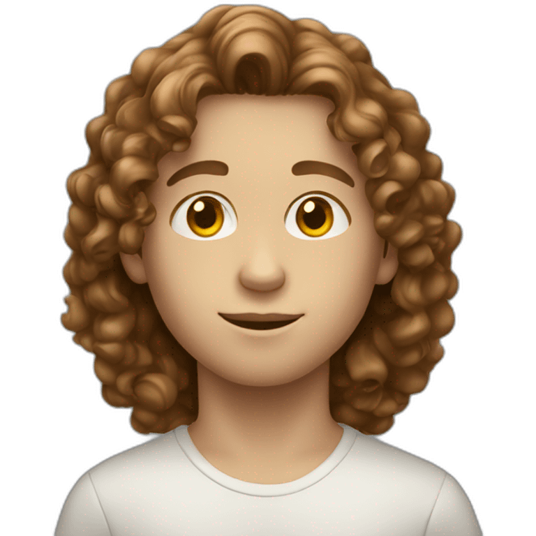 White Young boy with long brown curly hair emoji