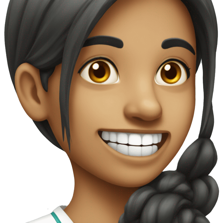 Long dark hair Indian girl dentist emoji