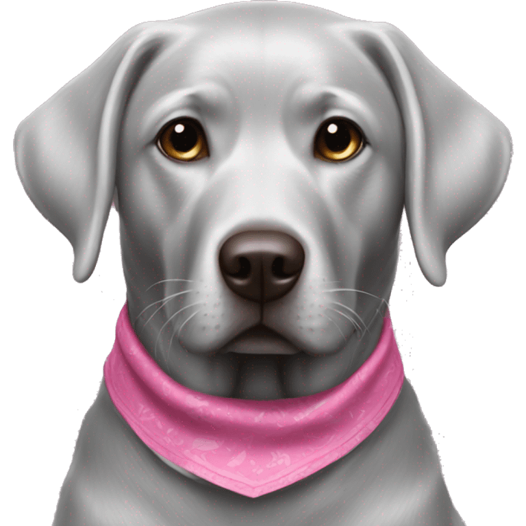 Silver Lab wearing pink bandana emoji