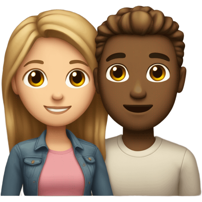 Boyfriend and girlfriend hugging light skin brown hair emoji