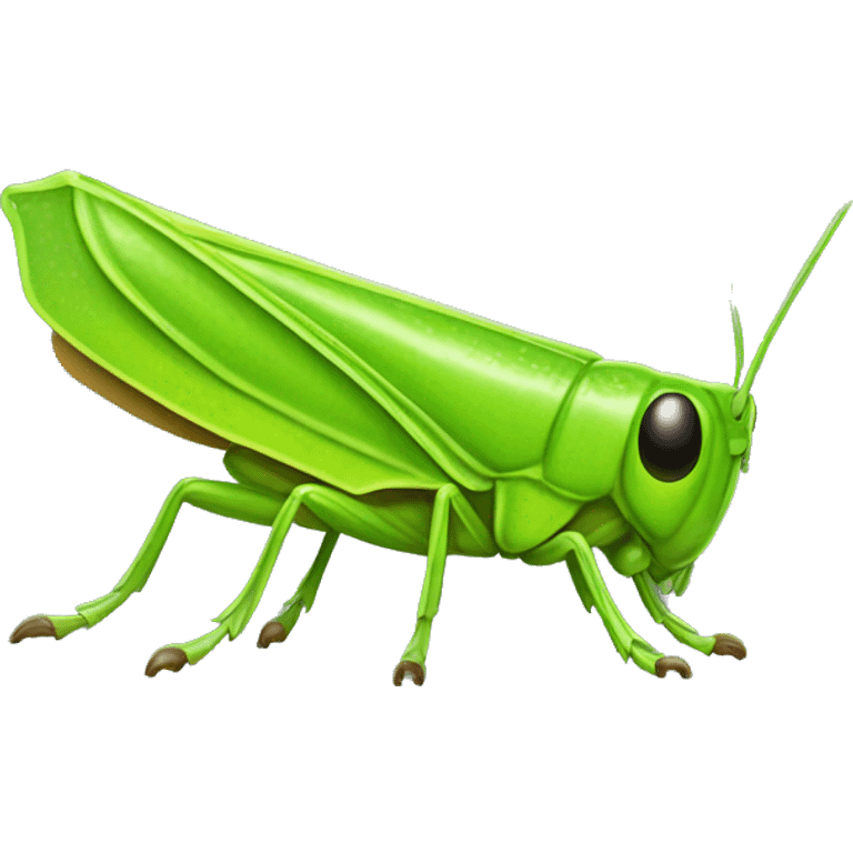  a shiny lime-green grass hopper (bug) emoji