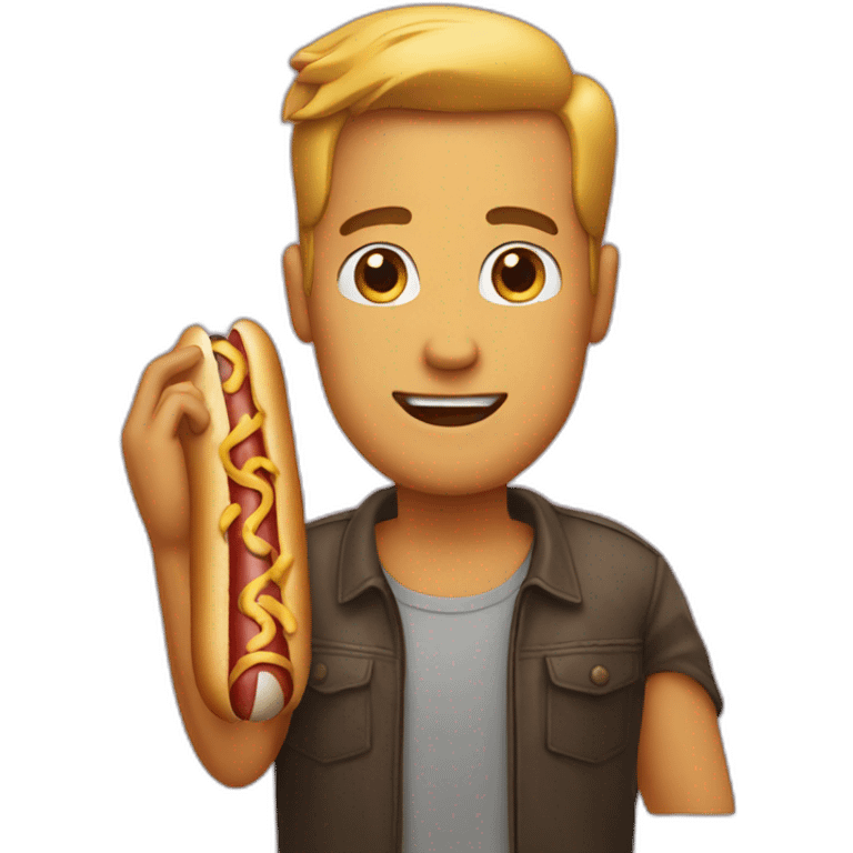 Man with hot dog hands emoji