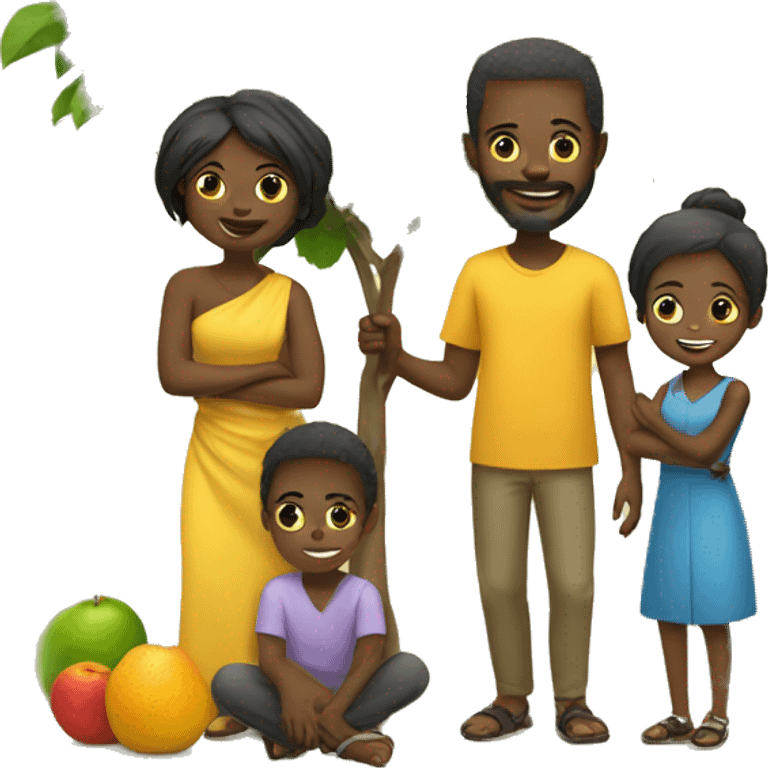 african family with fruit tree emoji