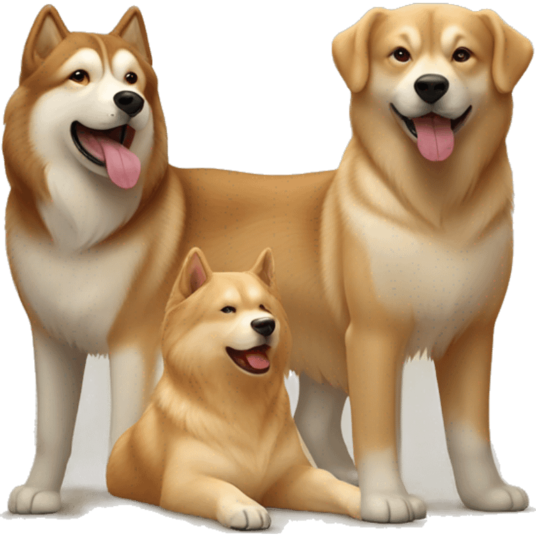 Red Alaskan malamute with gold Labrador playing emoji