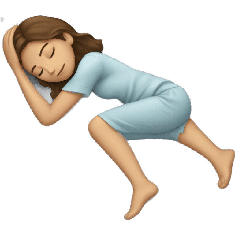 Girl with brown hair sleeping on gray pillow  emoji