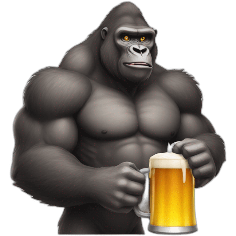 Buff Gorilla holding beer emoji