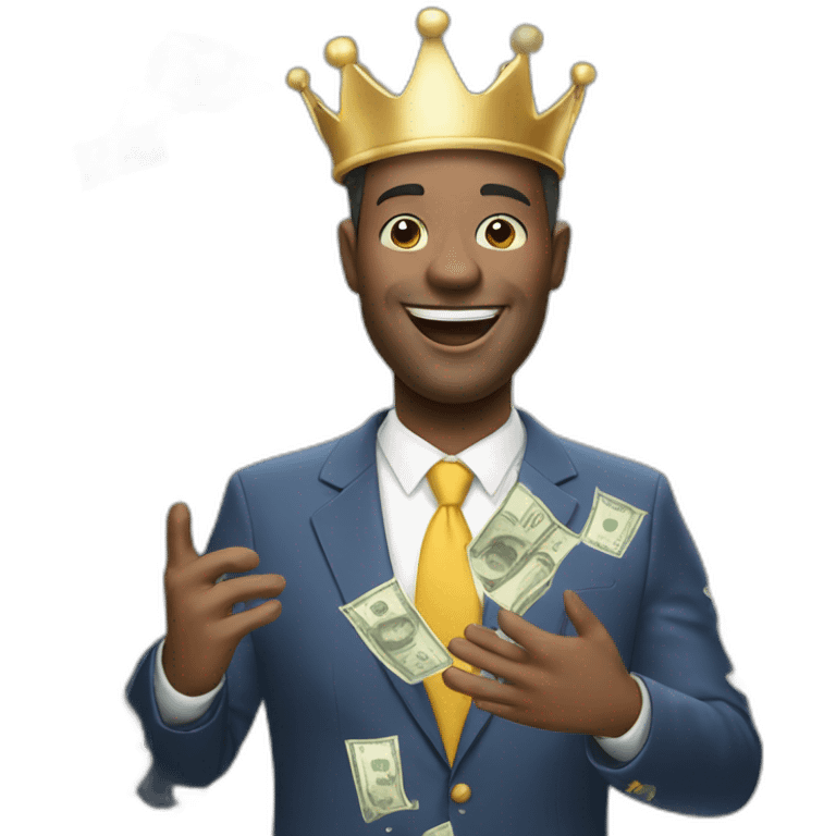 happy man crown grabbing a lot of money emoji