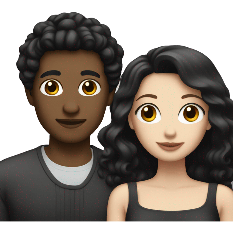 white skin couple both with black hair on a date  emoji