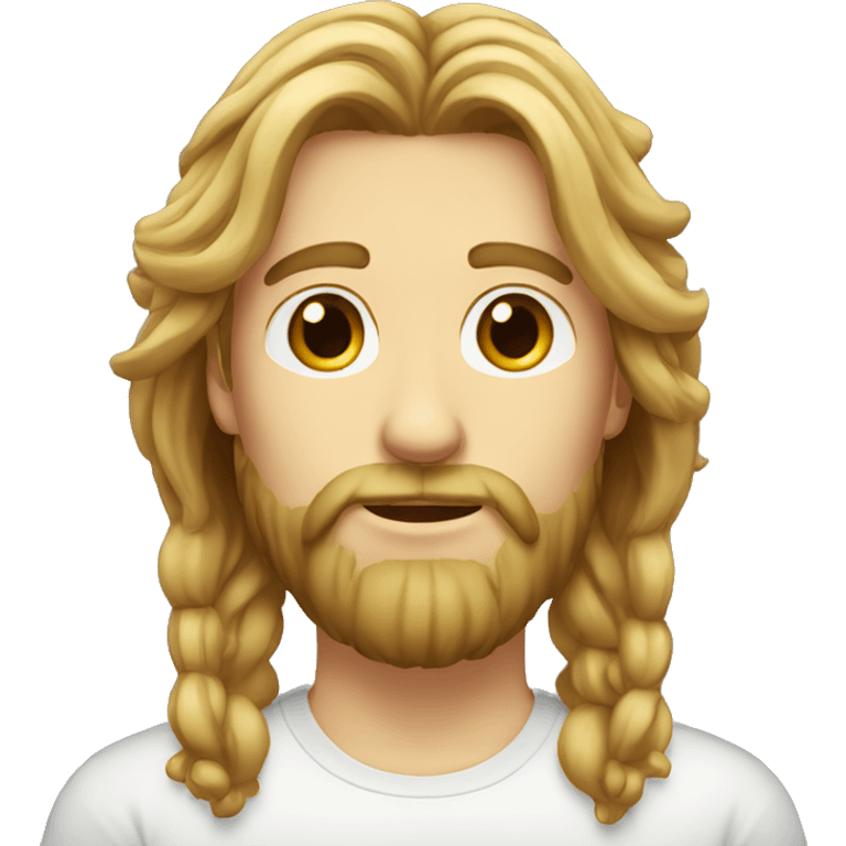  long hair, a beard, and Caucasian features emoji