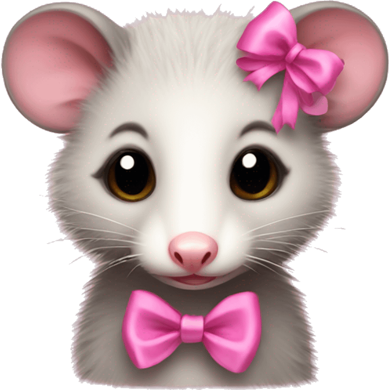 cute Opossum with pink ribbon emoji