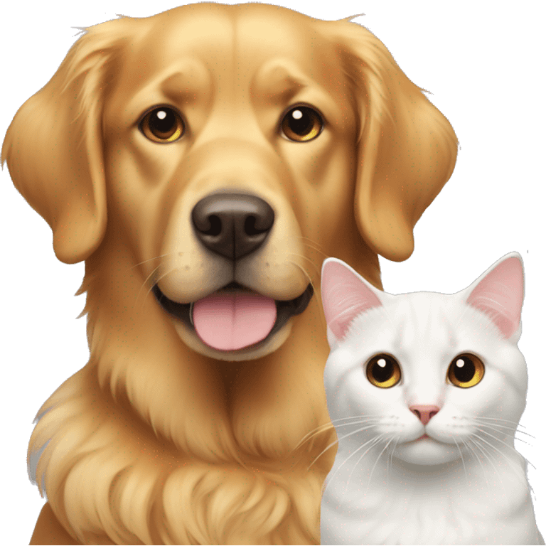 Retriever and 2 cats  emoji