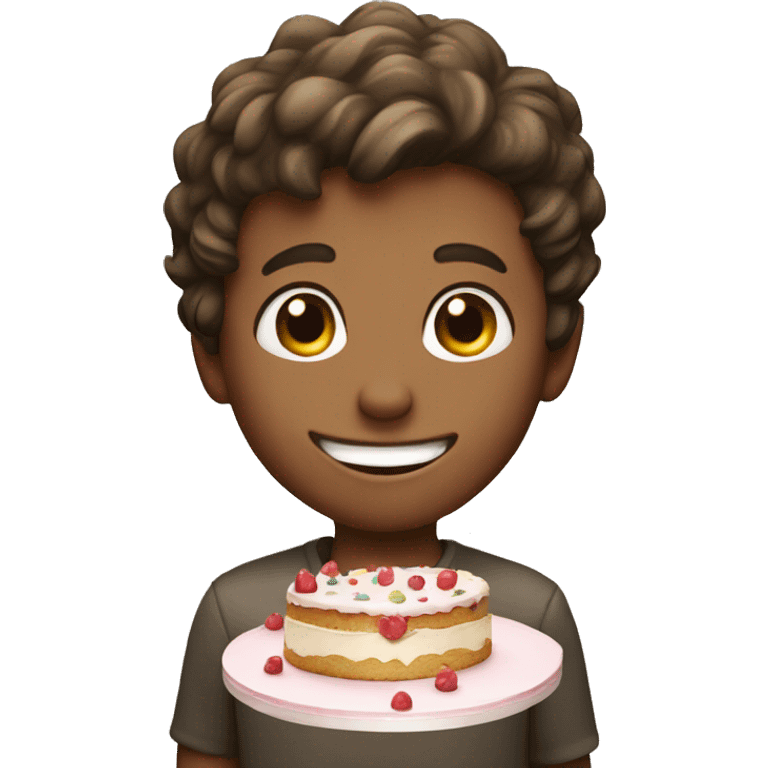 boy with cake smiling emoji