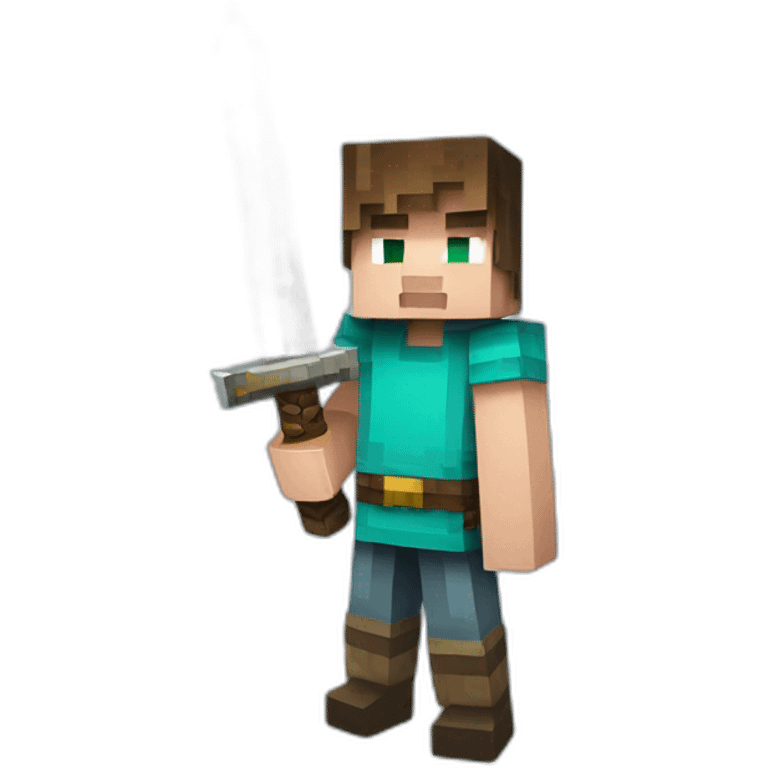 Minecraft Steve with a sword emoji