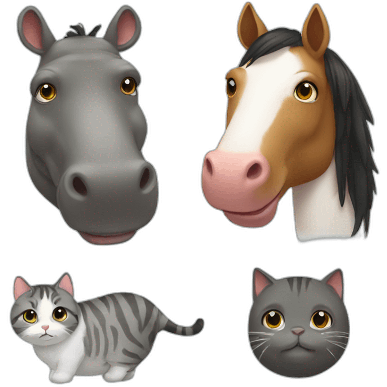 hippo + horse + cat emoji