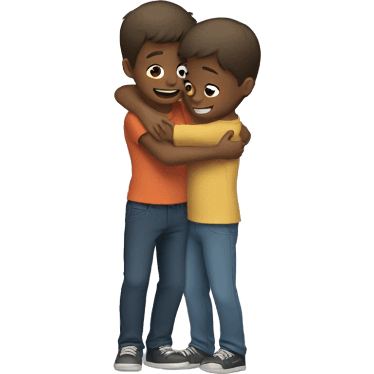 two boys hug emoji