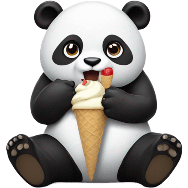 Panda eating ice cream emoji