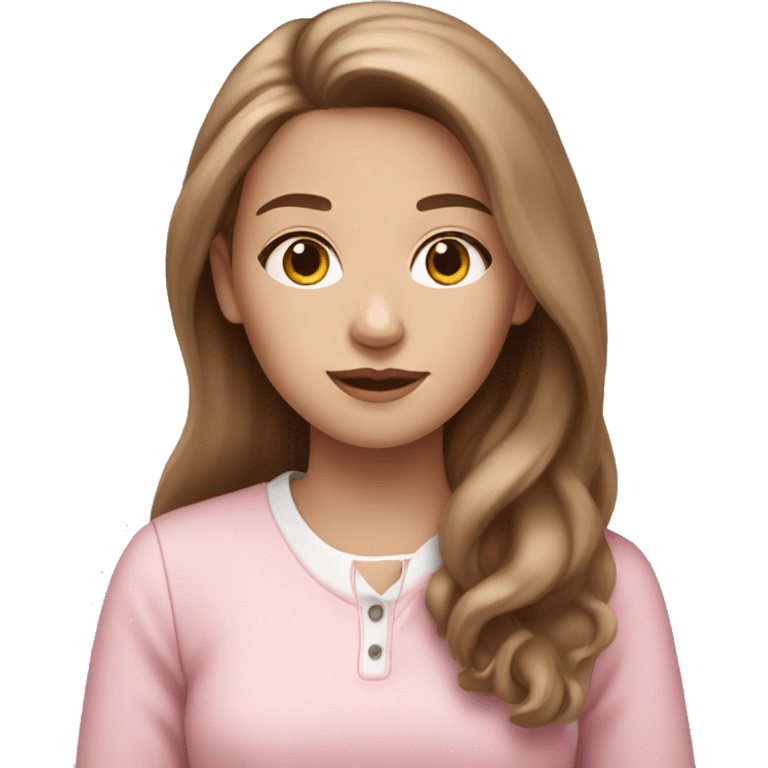 white girl with brown long hair and pastel pink clothes emoji