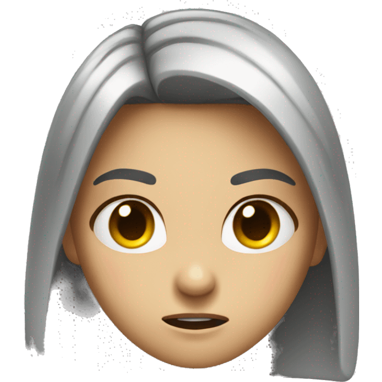 Girl making angry face with head tilted sideways emoji