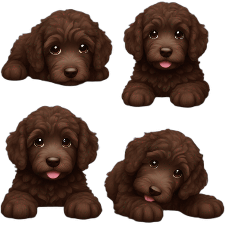 Dark brown Australian labradoodle puppy emoji