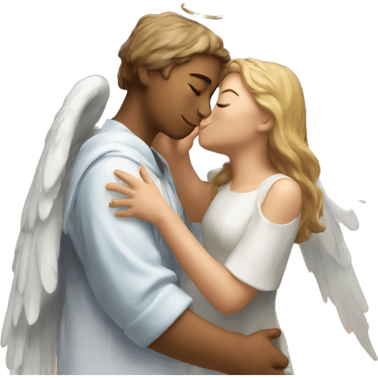 A cat kissing an angel emoji