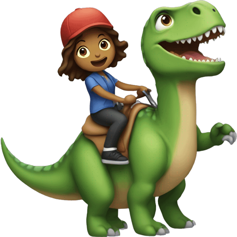 Rachel riding a dinosaur emoji