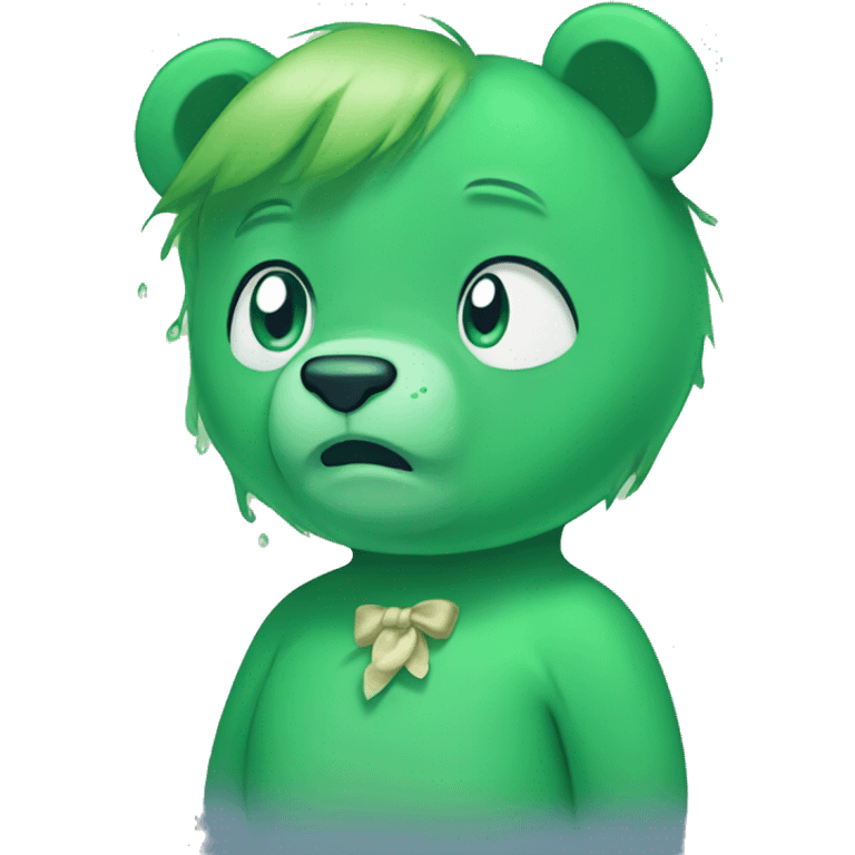 crying green carebear  emoji