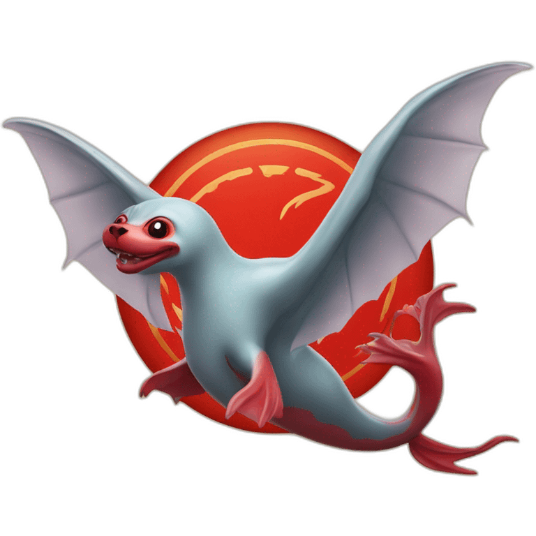 seal stamp with a red dragon with outstretched wings in the center emoji