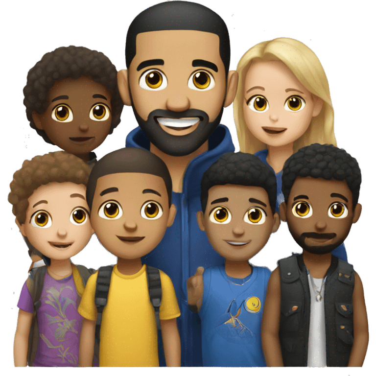 Drake with bunch of little kids  emoji