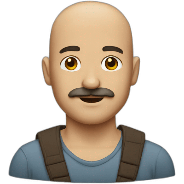 Bald guy with side brown hair and thick brown mustache emoji