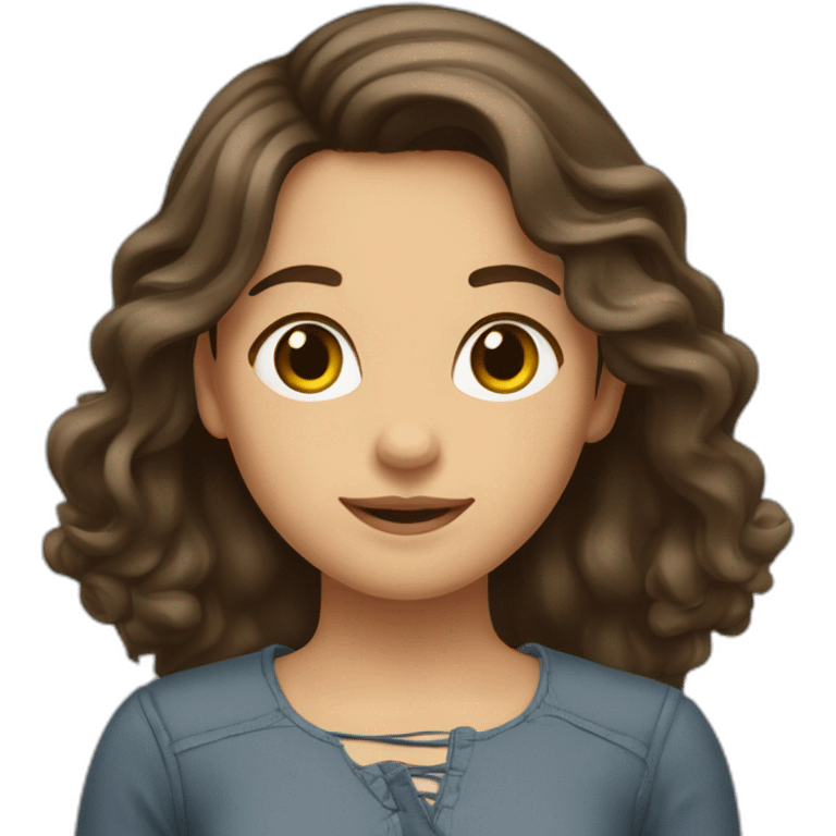 Fille brune avec les cheveux longs française emoji