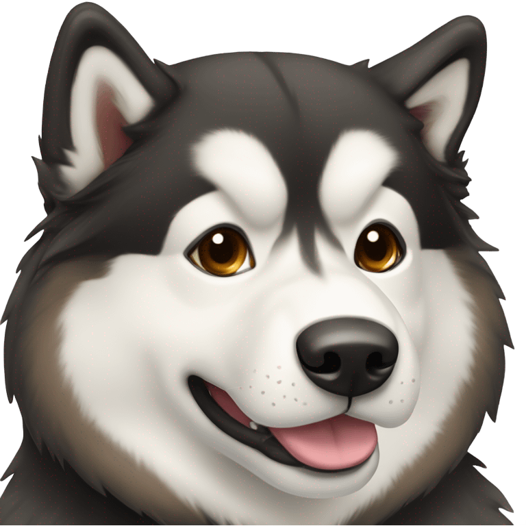 alaskan malamute dog, black, brown and white emoji