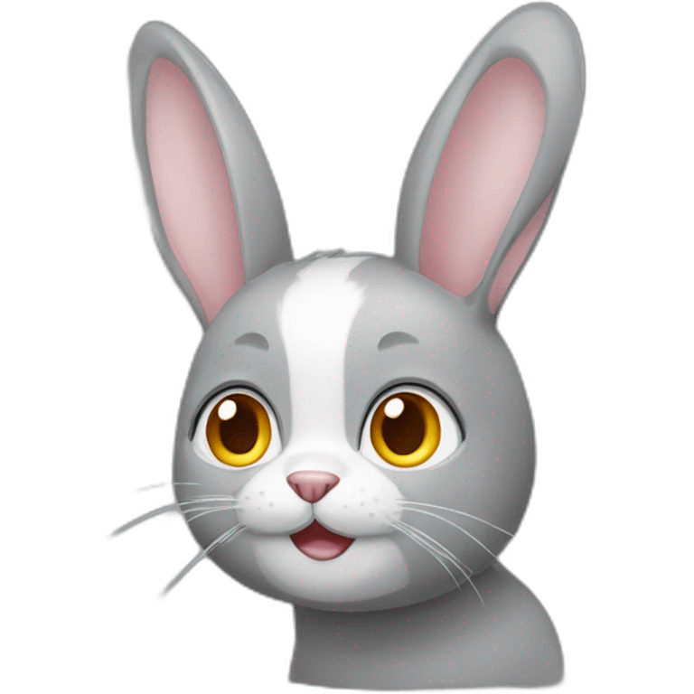 chat gris avec oreilles de lapin emoji