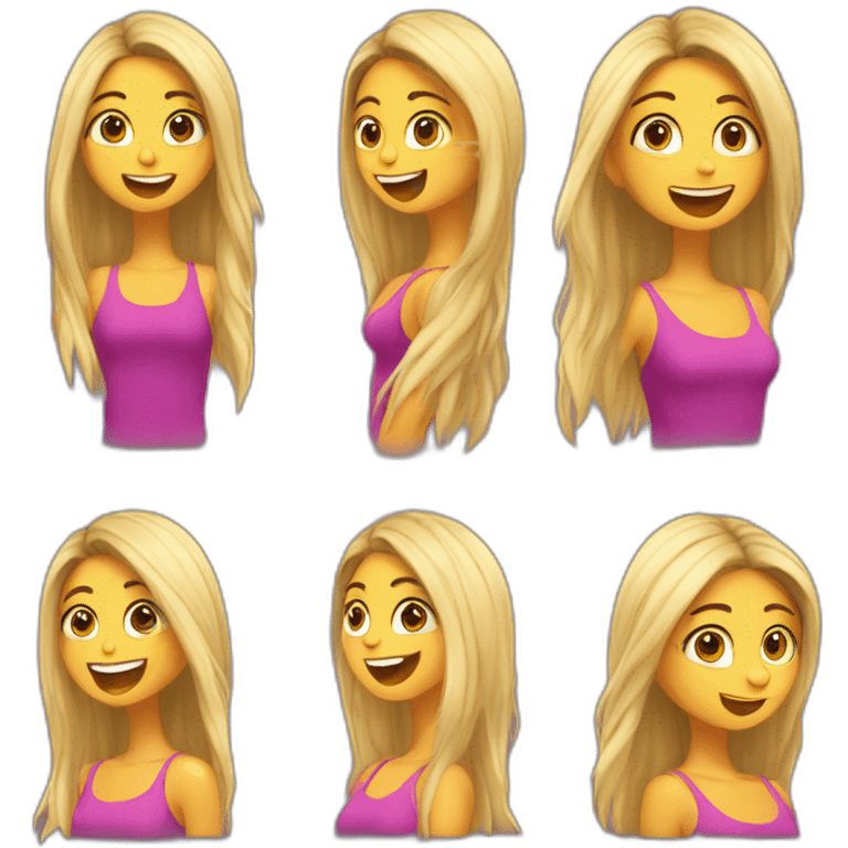 Chica morena de pelo largo riendo emoji