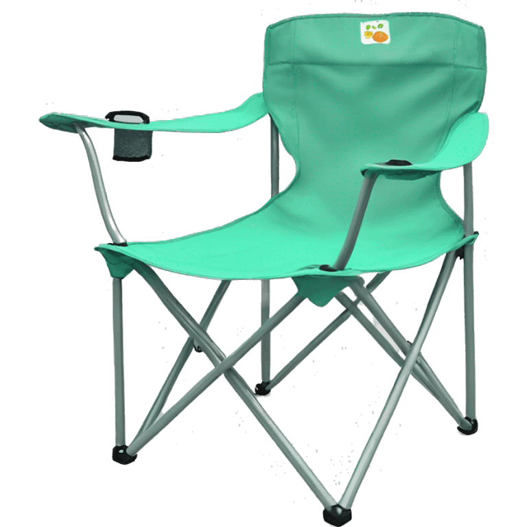 Realistic mint green camping folding chair isolated.  emoji