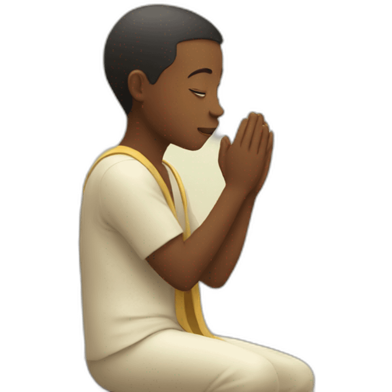 A boy in temple worshiping  emoji