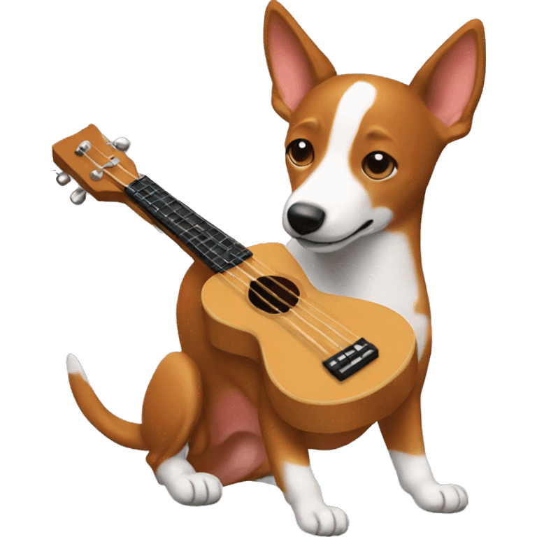 A basenji playing the ukulele emoji