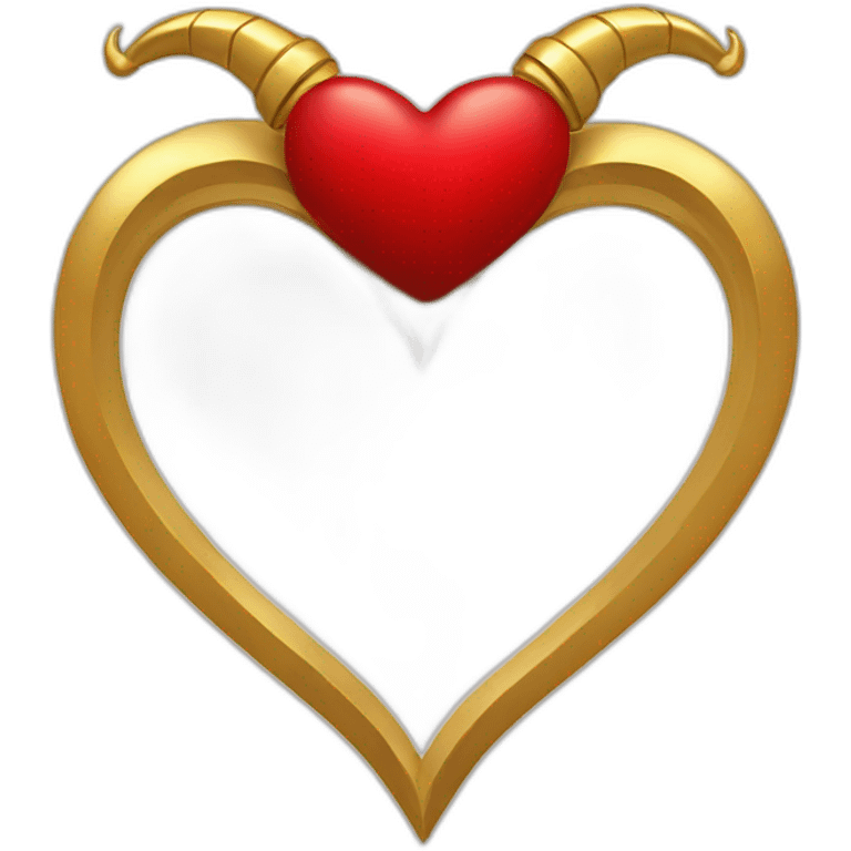 Red heart frame with gold horns emoji