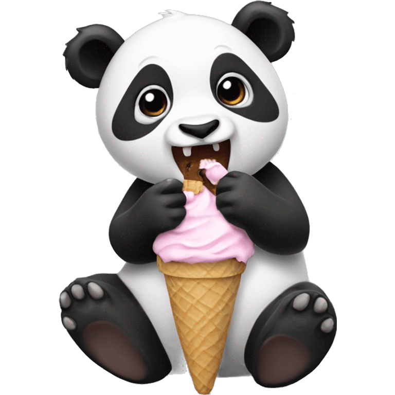 Panda eating ice cream emoji