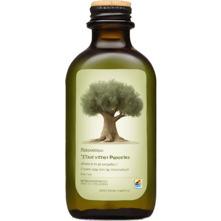 the olive tree people solution bottle with label emoji